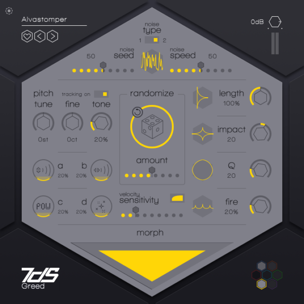 7DeadlySnares - VST - Snare Drum Generator - 6th Engine Faceplate - Greed