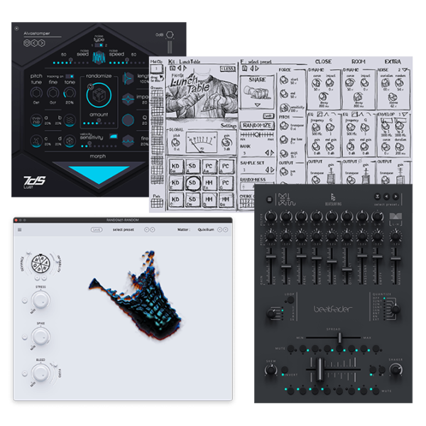 BEATSURFING Audio plugins bundle with 7DeadlySnares, LunchTable, RANDOM & beatfader.