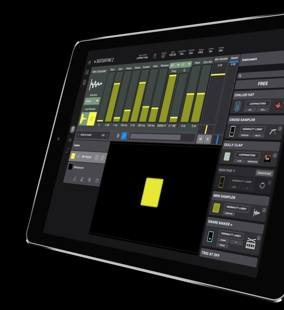 Mini Sampler instrument in BEATSURFING iPad app