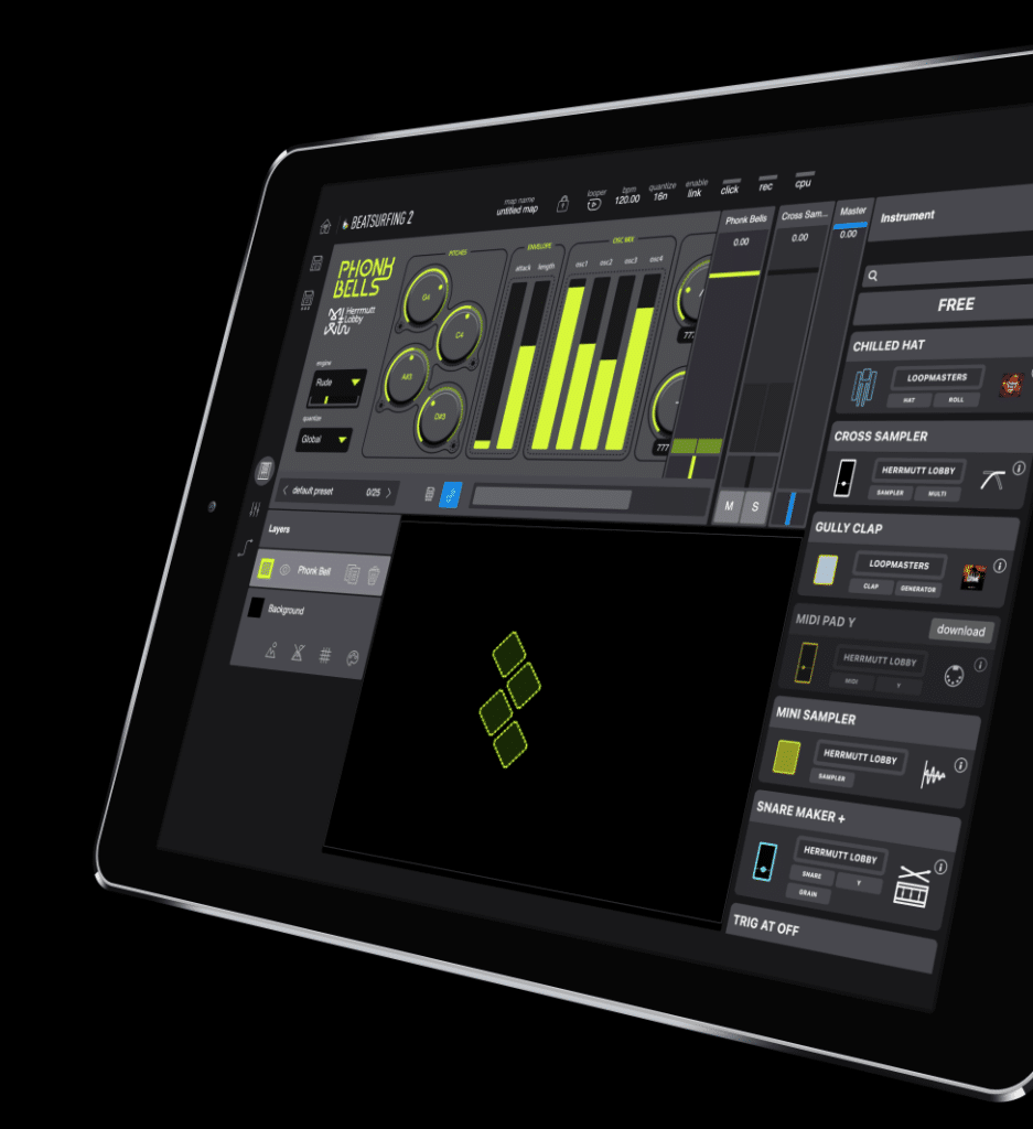 Phonk Bells instrument in BEATSURFING iPad app