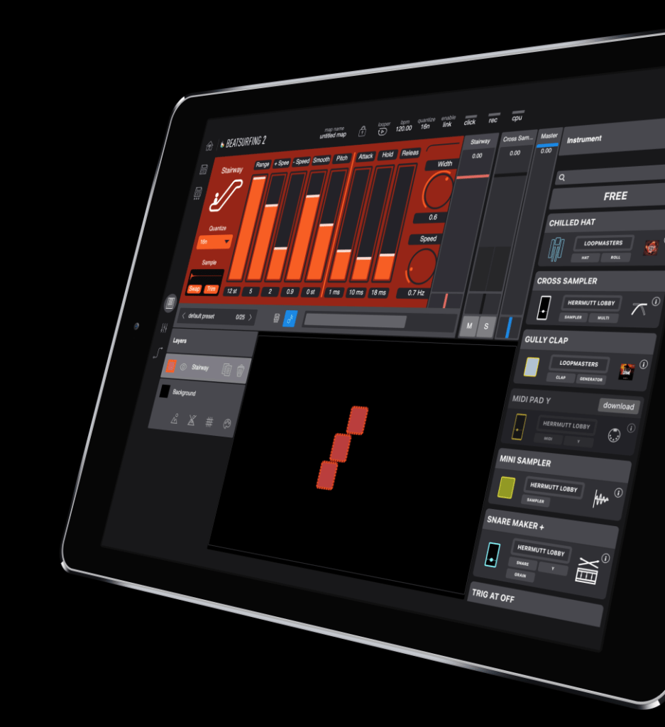 Stairway instrument in BEATSURFING iPad app