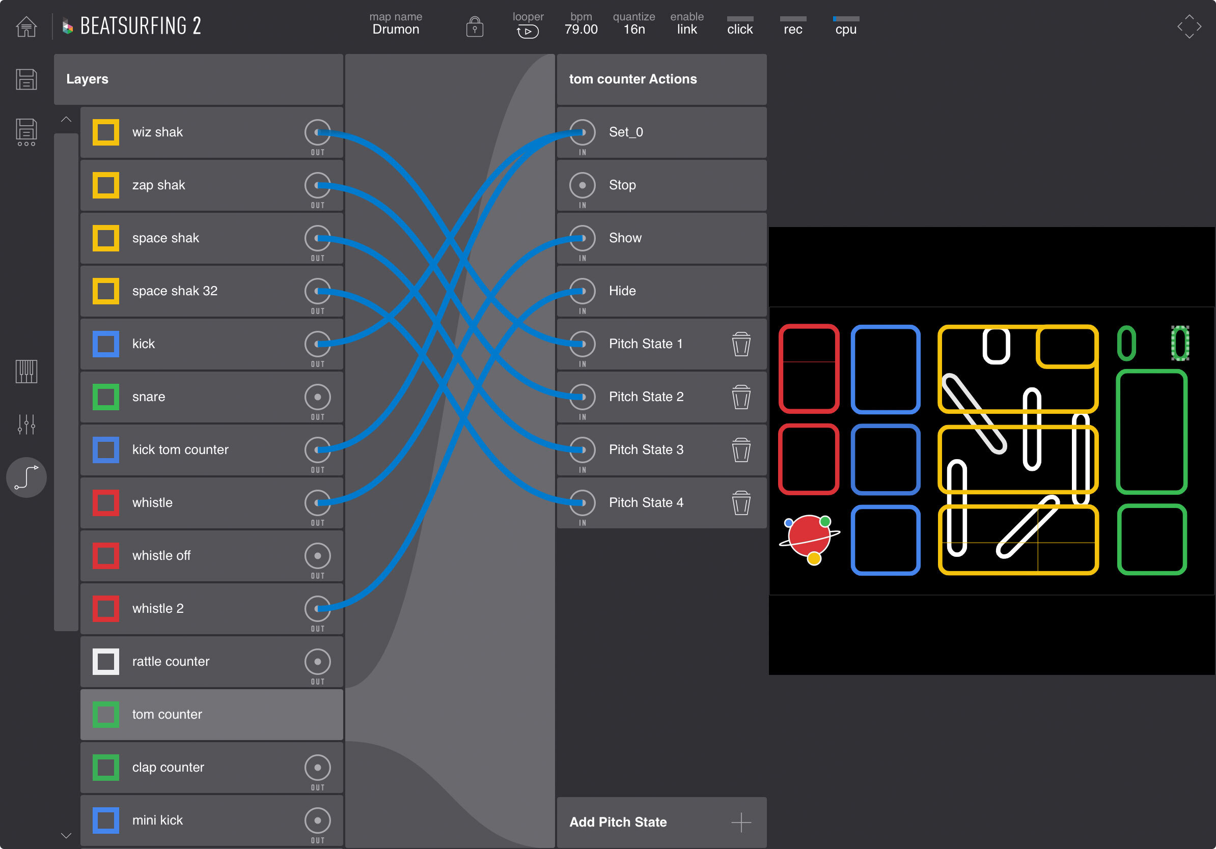 BEATSURFING2 connections screen