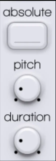 Pitch impact controls: absolute toggle, pitch and duration knobs